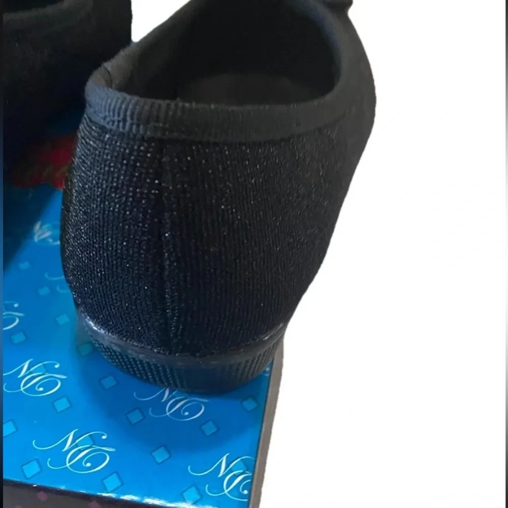 Dominique Nicole Size 11 Black Sparkly Bow Ballet Girls Flats Shoe Brand New NWT